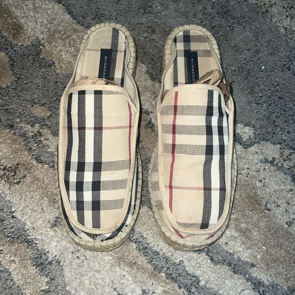 Burberry Espadrille Slip On Shoes Signature Plaid SEE SIZE MEASUREMENT